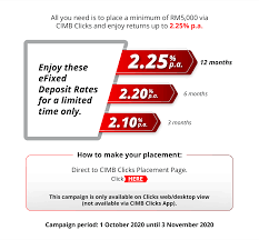 The bank also provides offshore financial services to several potential customers worldwide. Cimb Efixed Deposit October 2020 Campaign Cimb Clicks Malaysia