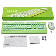 Amazon Com Azio Hue Wireless Keyboard And Mouse Lime Green Km507gn Computers Accessories Keyboard Computer Accessories Wireless