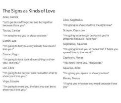 For these two to get along, both need to have a sense of humor and learn to laugh at their differences. The Signs As Kinds Of Love Aries Gemini Let S Go Do Stuff Together And Be Together Because I Love You Taurus Cancer I M Smothering You To Show You Love Gemini Leo I M