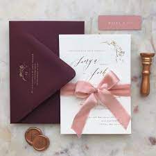 Cheerful Dusty Rose And Burgundy Wedding Color Inspirations Wedding Invitation Ribbon Rose Wedding Invitations Country Wedding Invitations