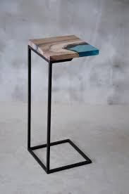 Walnut Side Table With Blue Resin Epoxy Side Table Walnut Side Tables Wood Resin Table Resin And Wood Diy