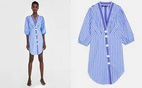 ZARA WOMAN KLEID TUNIKA GESTREIFT POPELIN DRESS TUNIC STRIPED MINI | eBay