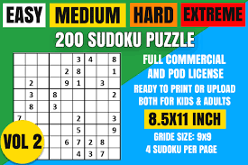 Printable sudoku puzzles (legacy version) generate unlimited sudoku puzzles with varying degrees of difficulty! Sudoku Puzzle 200 Easy Medium Hard Vl 2 Grafik Von Creative Design Creative Fabrica