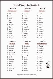 Third grade is a great time to use spelling to improve vocabulary and to help improve reading speed. 3 Grade Spelling Words List