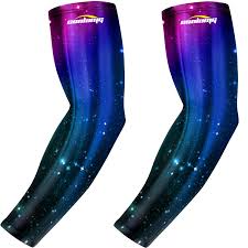 Coolomg 1 Pair Youth Adult Anti Slip Uv Protection Cooling Compression Arm Sleeves Basketball Running Cycle Nebula Sky1 M