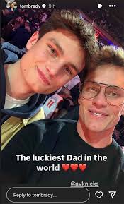 Tom Brady Poses with Son Jack at Nicks Game: 'Luckiest Dad in the World'