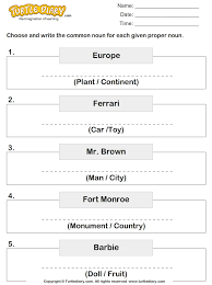 Change each common noun into a proper noun. Common And Proper Nouns Worksheet Turtle Diary