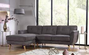 Harlow Slate Grey Fabric L Shape Corner Sofa Lhf Only 699 99 Furniture Choice Grey Couch Living Room Furniture Best Leather Sofa