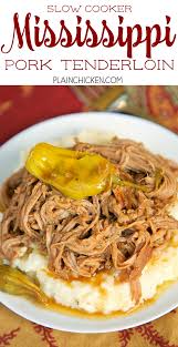 This baked pork tenderloin will be best you ever have! Slow Cooker Mississippi Pork Tenderloin Only 5 Ingredients Pork Ranch Pork Tenderloin Crock Pot Recipes Slow Cooker Mississippi Slow Cooker Pork Tenderloin