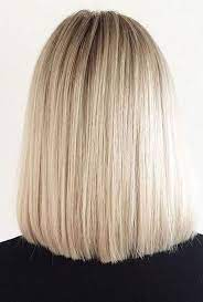Solid Form With Horizontal Line Haircut Hair Styles One Length Hair Lob Hairstyle