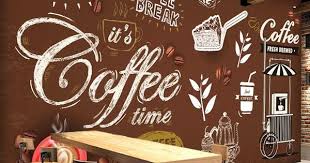 Retro Style Wallpaper Mural For Cafe Restaurant Coffee Shop Decor Cafe Wall Coffee Shop Design
