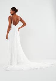 Cream Hand Beaded Cami Strap Wedding Dress Missguided Embellished Wedding Dress Dresses Wedding Dresses With Straps