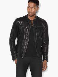 Band Collar Leather Jacket John Varvatos