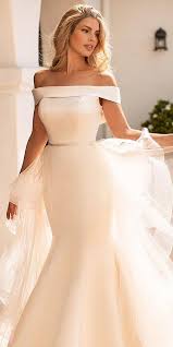 42 Off The Shoulder Wedding Dresses To See Off The Shoulder Wedding Dresses S Satin Mermaid Wedding Dress Short Sleeve Wedding Dress Moonlight Wedding Dress