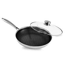 Yubinpingdiguo Stainless Steel Frying Pan Nanometer Ecological Carved Frying Pan Less Fumes 28cm Household Non Stick Frying Pan C Carving Household Frying Pan