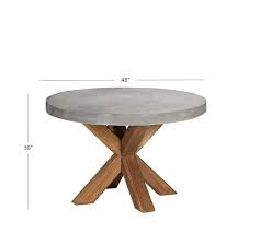 Owen round pedestal extending dining table. Abbott Indoor Outdoor 48 Concrete Fsc Acacia Round Dining Table Brown Pottery Barn