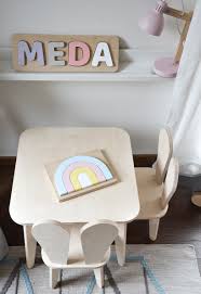 Kids Furniture Table And Two Bunny Chair Set Plywood Furniture Plywood Design In 2020 Kids Wooden Table Kids Furniture Wooden Table And Chairs