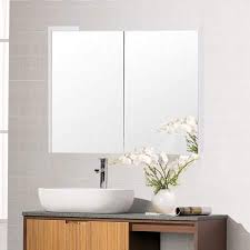 Costway 25 Wide Wall Mount Mirrored Bathroom Cabinet Medicine Storage Organizer 2 Door Walmart Com Bathroom Mirror Cabinet Wall Mounted Mirror Wooden Bathroom Cabinets
