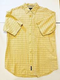 Black And Yellow Button Up Shirt Mens Timberland Yellow Plaid Short Sleeve Shirt Mens Large New Timberland Plaid Plaid Short Sleeve Shirt Cotton Plaid Shirt Plaid Short Sleeve