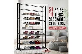 Check spelling or type a new query. 10 Tier Shoe Rack Storage Organiser Self 50 Pairs Matt Blatt