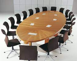 Table De Reunion Elliptique 20 Personnes Chene Avec Top Acces Table Home Decor Conference Room Table