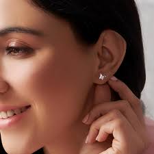 925 Sterling Silver Butterfly Stud Earrings, Minimalist Insect Jewelry for  Women, Dainty Nature-Inspired Gift, Everyday Cute Studs