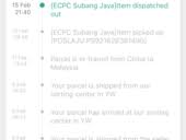 Pergh sampai harini barang kat shah alam lagi kata consignment dispatch out from transfer. Poslaju