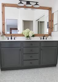 Painting a bathroom vanity gray. How To Refinish Bathroom Cabinets Diy Domestic Blonde