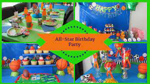 Use of jerseys, helmets and footballs for decorations! Sports All Star Dollar Tree Birthday Party Theme Dollar Tree Edition