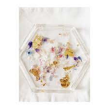 Every piece of jewellery is beautifully unique and is testament to the pride, patience and love. Delphinium Gypsophila And Forget Me Not Flowers And Gold Leaf Hexagon Resin Jewellery Trinket Tray Botanical Real Flower Resin Jewellery