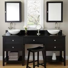 72 Taren Black Double Vessel Sink Vanity With Makeup Area Bathroom Vanities Bathroom Double Vanity Bathroom Bathroom With Makeup Vanity Vessel Sink Vanity