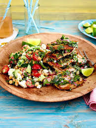 Krauterschnitzelchen Mit Kichererbsensalat Rezept Lecker Rezept Rezepte Fleisch Gerichte Kichererbsensalat Rezepte