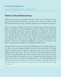 The Titanic Critical Review Free Essay Example
