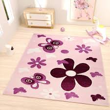 Kinderzimmer Teppich Modern Pink Lila Flauschig Blumen Schmetterlinge Konturenschnitt Gepruft Von Okotex Lila Teppich Teppich Kinderzimmer Lila Kinderzimmer