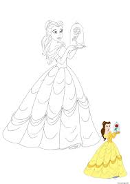 Coloriage Princesse Belle With Rose Dessin Princesse à imprimer