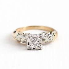 Sale Vintage Diamond Ring 1940s Size 5 Two Tone 14k White Etsy Vintage Diamond Rings Diamond Rings For Sale Wedding Rings Vintage