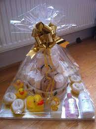 Unisex Neutral Baby Hamper On A 18 Board Baby Shower Hamper Baby Hamper Baby Shower Crafts