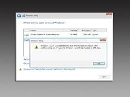 Windows Cannot Be Installed To This Disk The Selected Disk Has An Mbr Partition Table Youtube Installation Window Installation Windows