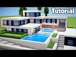 Minecraft How To Build A Realistic Modern House Mansion Tutorial Youtube Modern Minecraft Houses Minecraft House Designs Easy Minecraft Houses