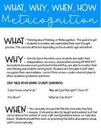 metacognition handout teacher guide anchor chart template