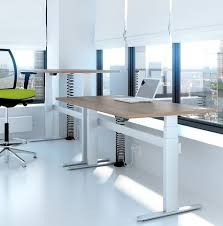 Electric Height Adjustable Desks With Beech Top And White Frame Adjustable Height Desk Adjustable Height Standing Desk Tall Table