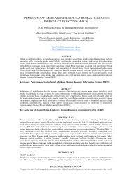 Bahasa ini termasuk dalam keluarga indonesia, melanesia, mikronesia dan polinesia. Pdf Penggunaan Media Sosial Dalam Human Resource Information System Hris Use Of Social Media In Human Resource Information