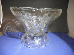 Vintage indiana glass beveled grapes punch bowl set 8 cups,ladle, 8 hooks(18 pc). Anchor Hocking Vintage Clear Punch Bowl And And 50 Similar Items