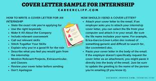 Sample email job application message #2. Cover Letter Sample For Internship How Can I Apply For Internship Career Cliff