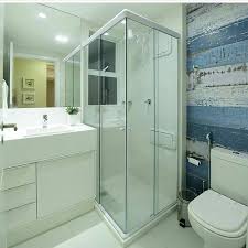 Banheiro Lindo Com Toque Azul Por Claudiny Veja No Blog Www Construindominh Banheiro Pequeno Simples Casas De Banho Pequenas Banheiro Pequeno Com Chuveiro