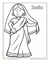 Indian Traditional Clothing Worksheet Education Com Dance Coloring Pages Traditional Outfits Kids Around The World