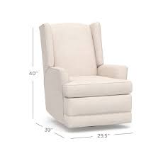 An aesthetic modern reclining and swivel chair entirely upholstered in elegant quality white leather. Pb Modern Wingback Glider Recliner Pottery Barn