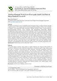 Check spelling or type a new query. Pdf Analisis Dampak Work From Home Pada Anak Usia Dini Di Masa Pandemi Covid 19