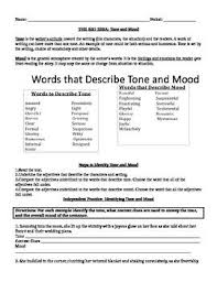 This Handout Explains What Tone And Mood Are And Provides Guided Steps To Help Students Identify Tone And Mood With Sample Text E Mood Mood And Tone Worksheets