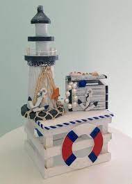 Adorable Lighthouse Nautical Theme Baby Shower Centerpiece Etsy Baby Shower Nautical Theme Nautical Baby Shower Boy Baby Shower Themes